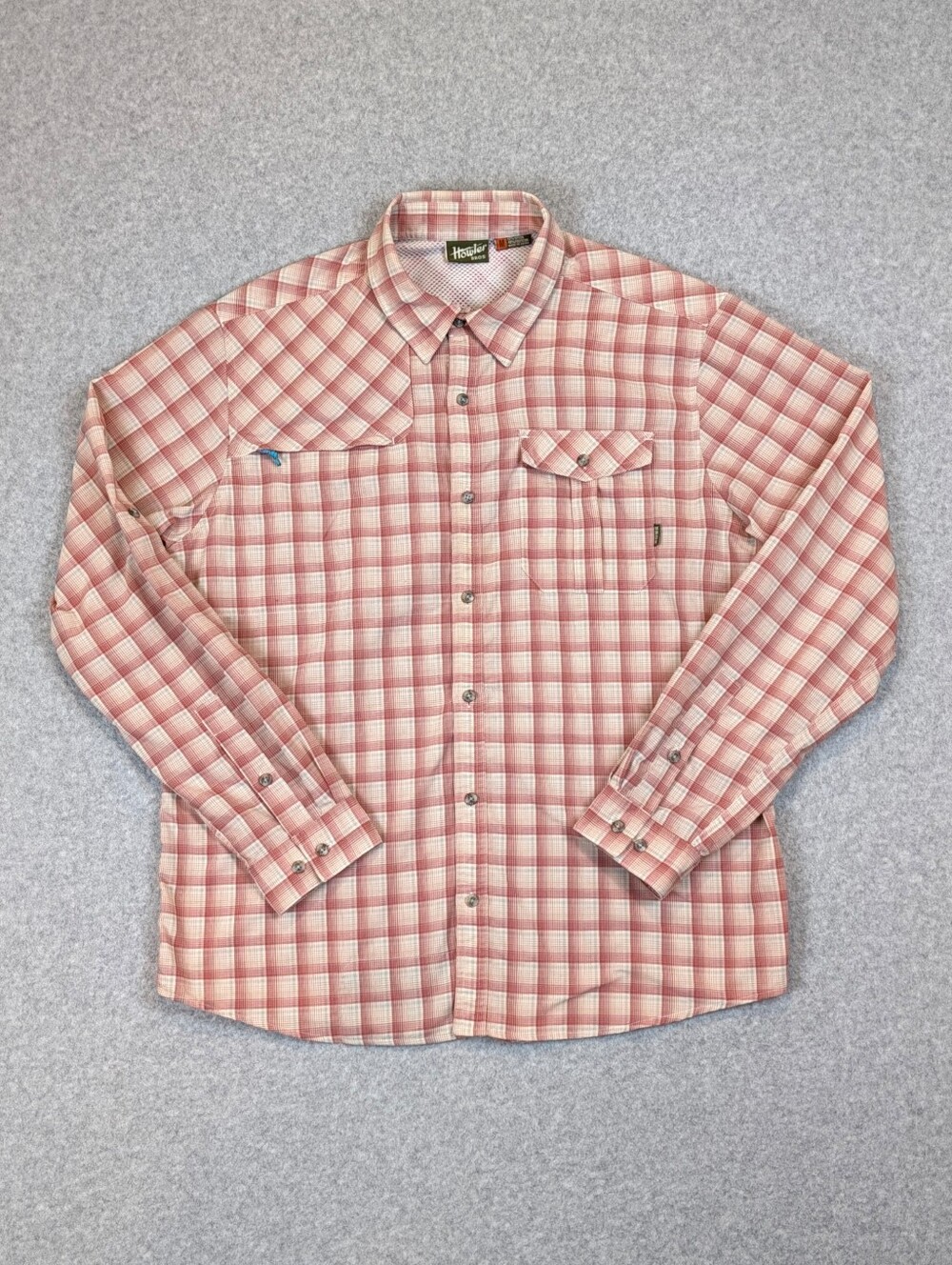 Howler Bros Fishing Shirt Mens Medium Red Plaid Vented Brothers Lightweight Roll